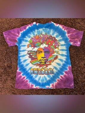 Vintage Liquid Blue 
Jimi Hendrix Tie-Dye Graphic 
T-Shirt